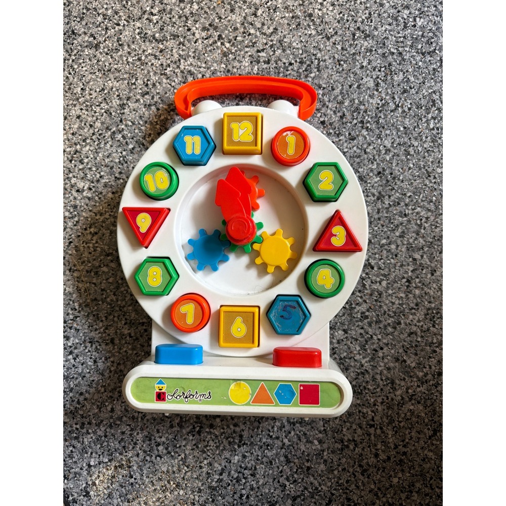 Vintage Colorforms Shape Sorter Learning Clock Toy Toddler Educational Gears